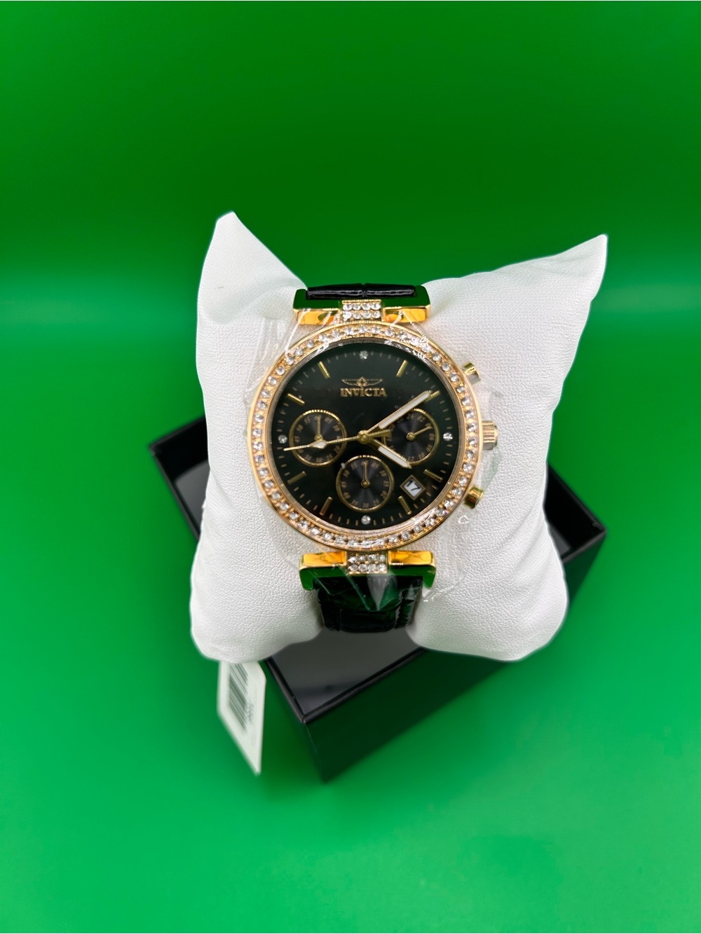 Invicta celestial Lady 38mm Black Dial Gold-Tone Crystal Chronograph Watch